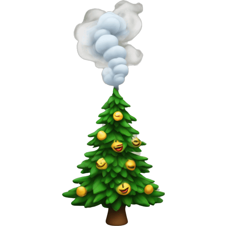 Christmas tree with smoke emoji