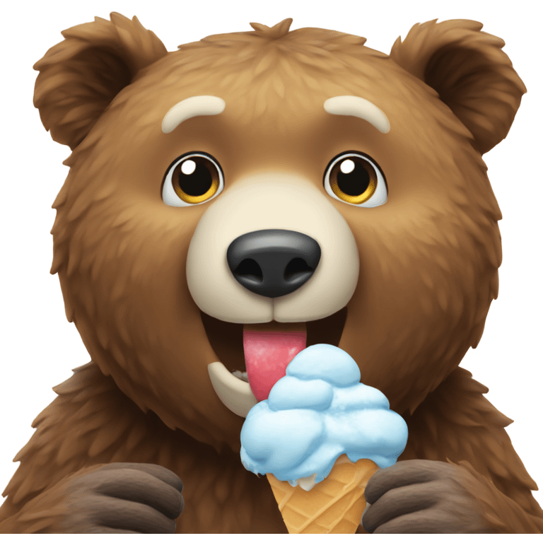 Bear in the snow that is eating icecream emoji