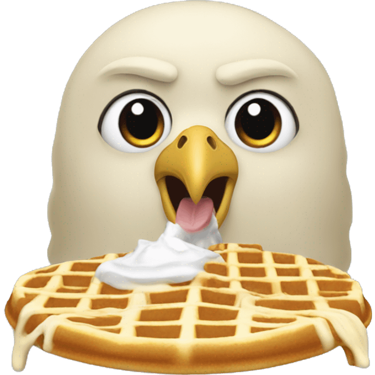 Bald eagle eating waffles with the letters cwe emoji