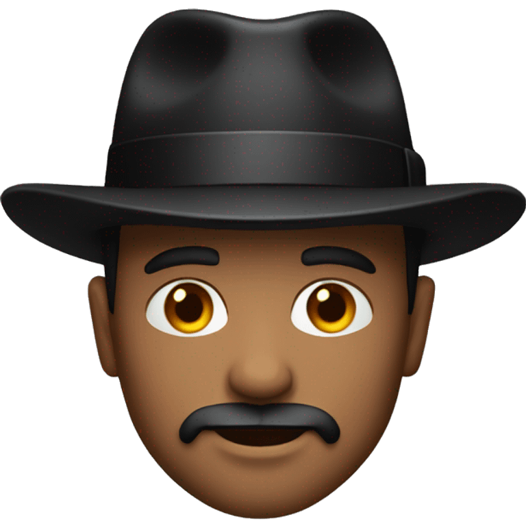 Man with bright red skin, black fedora and black goatee emoji