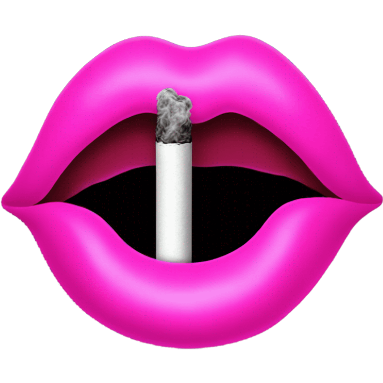 Neon pink lips are blowing smoke, and a cigarette is in her mouth emoji