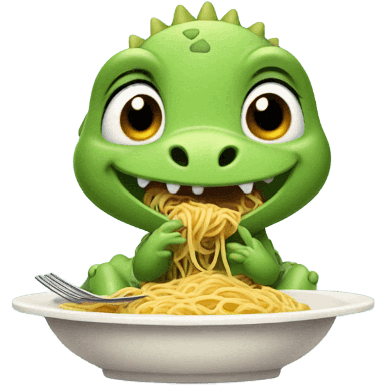 baby dino eating spaghetti emoji