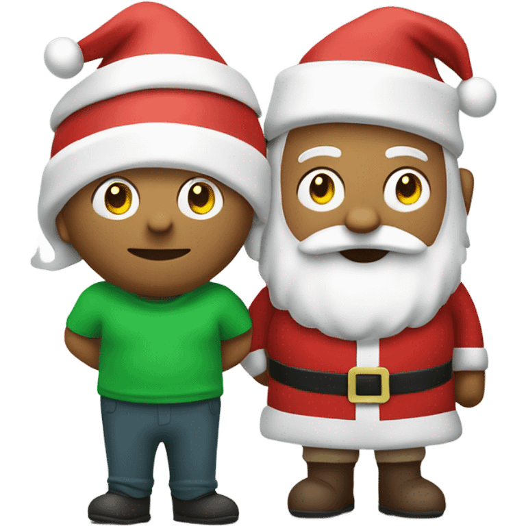 Santa and Rudolph wearing a green t-shirt with the words ‘Greenwich Health’ written in white letters  emoji