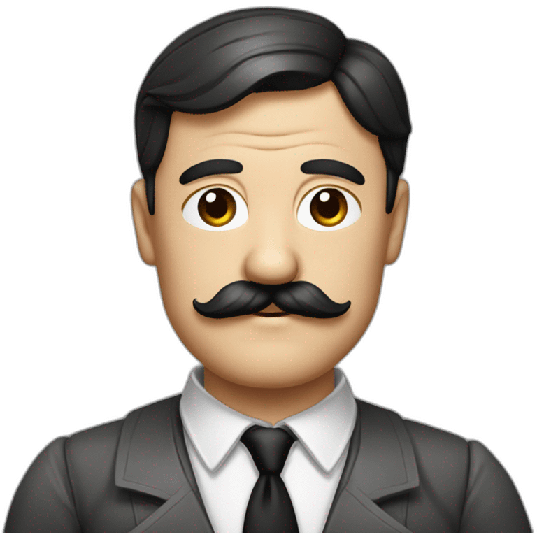 Hitler Homme cheveux noirs plaqué sur le côté moustache carré en chemise emoji