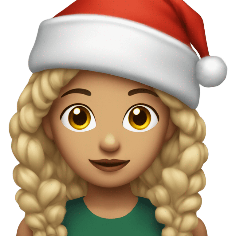 Girl with tattoos with Santa hat emoji