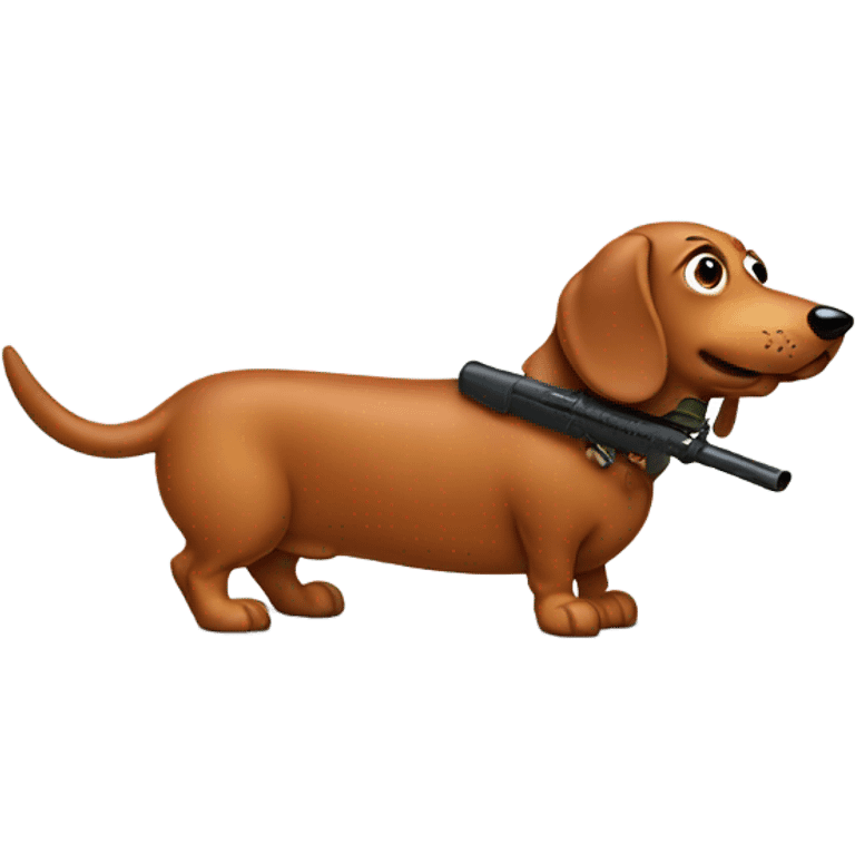 Funny weenier dog with shot gun emoji