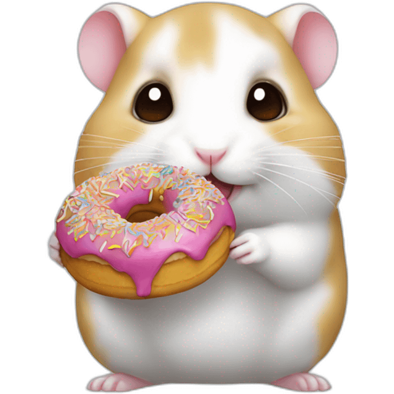 white color hamster eat choco donut emoji