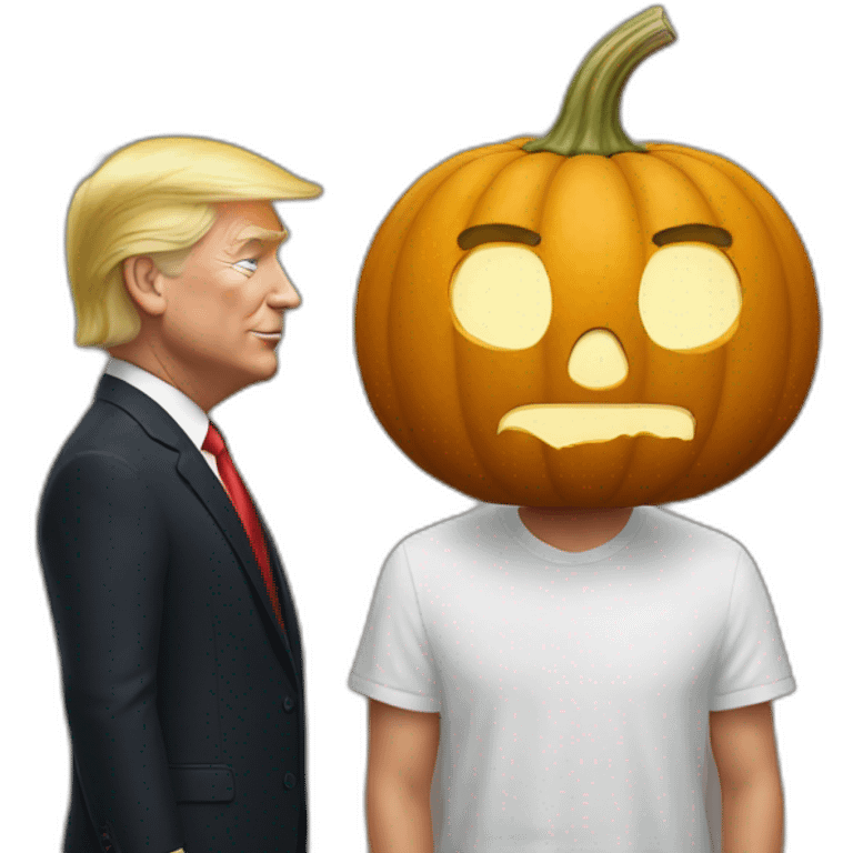 Pumpkin touching trumps head emoji