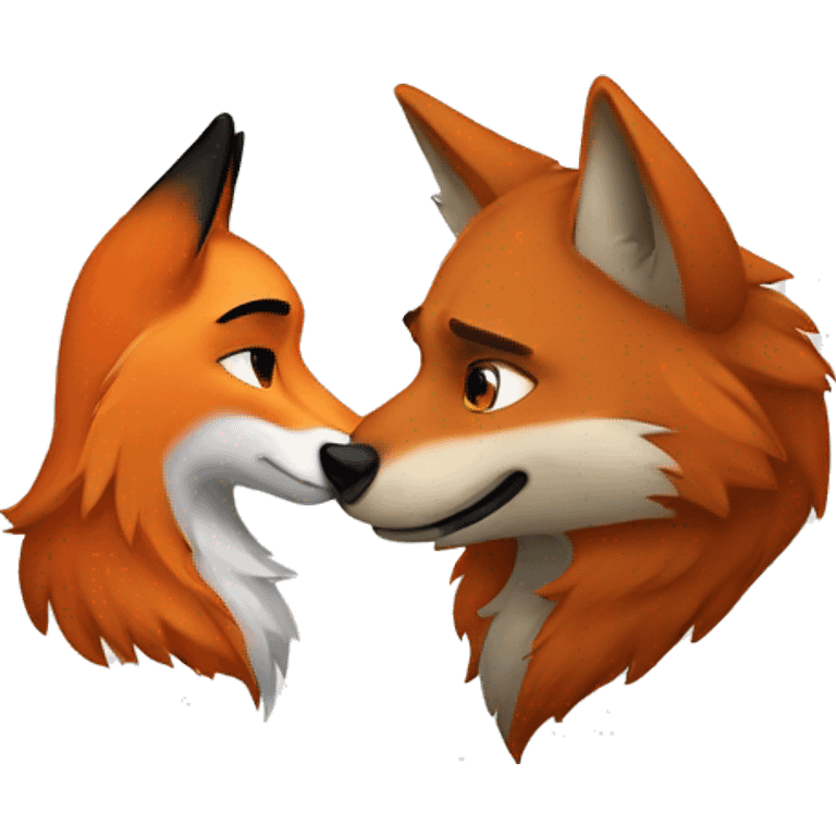 A fox and a wolf inlove  emoji