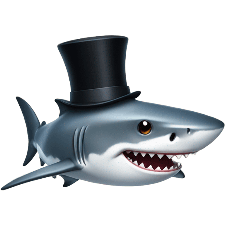 Shark with a top hat emoji