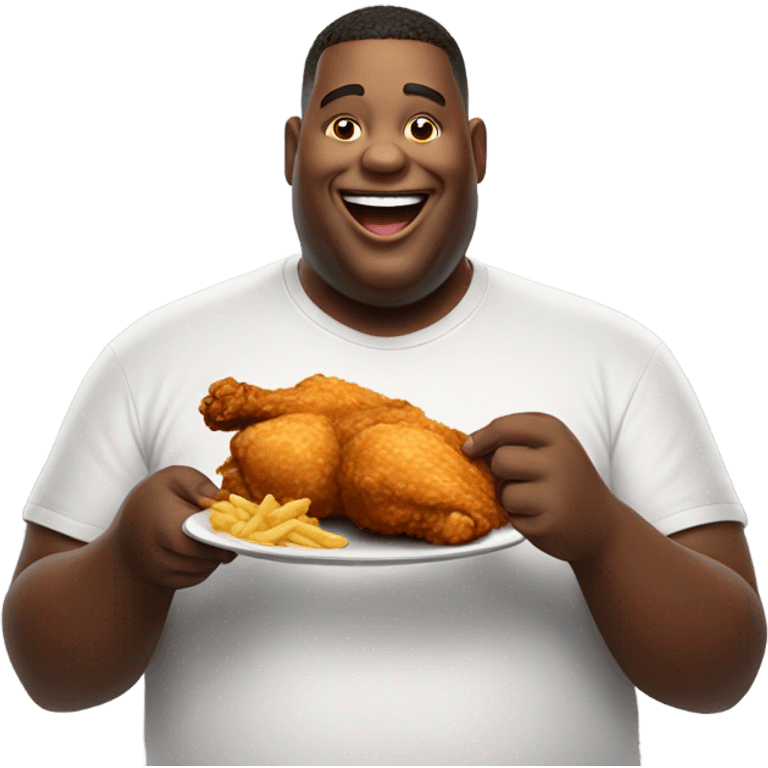 Fat man eating chicken  emoji