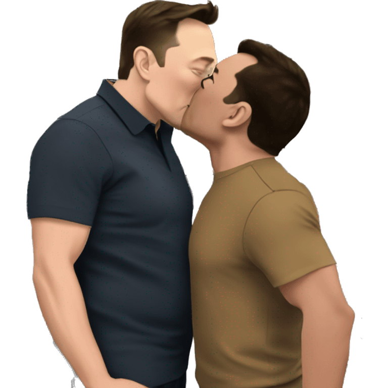 Elon Musk kissing Jeff Bezos emoji