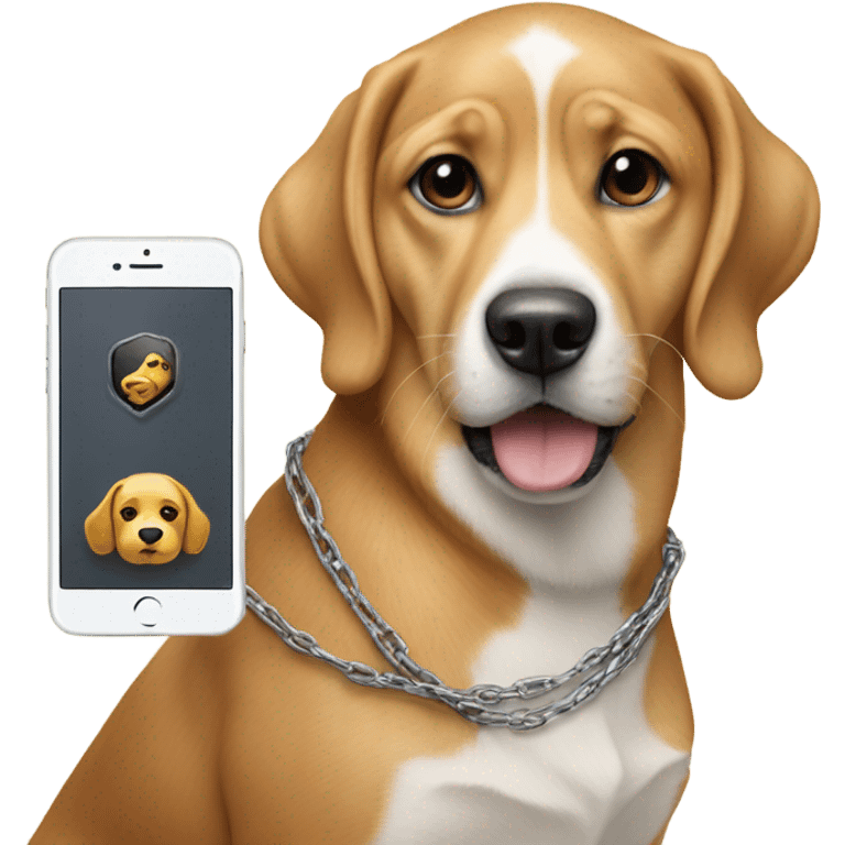 iPhone and with a dog with a chain emoji