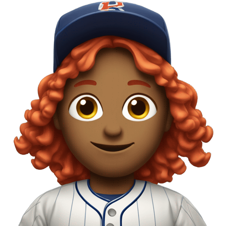 Baseball with red hair emoji