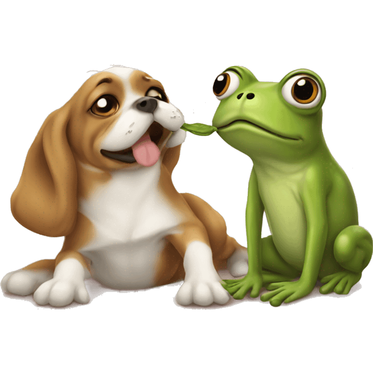 frog kissing a dog emoji