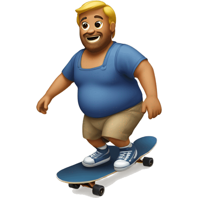 shirtless fat guy skateboarding in an apron emoji