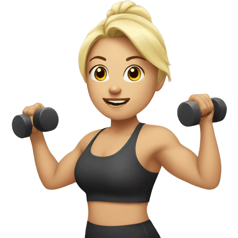 Chubby blonde girl workout emoji