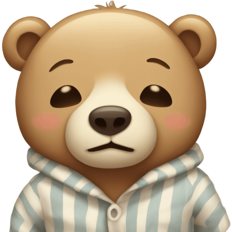 Cute bear in old fashioned pajamas sleeping emoji