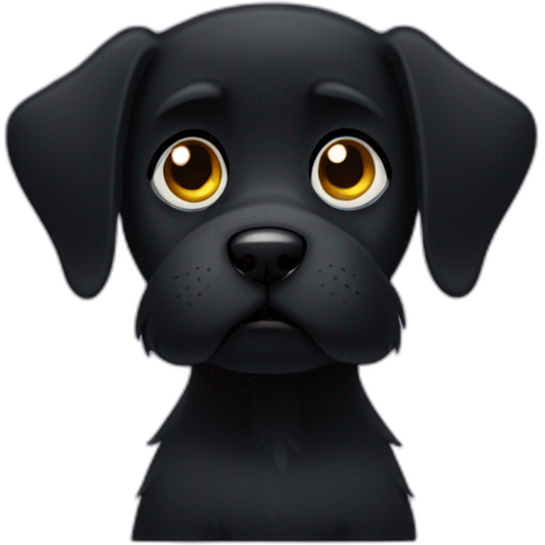 Sad Short Furry Black dog emoji