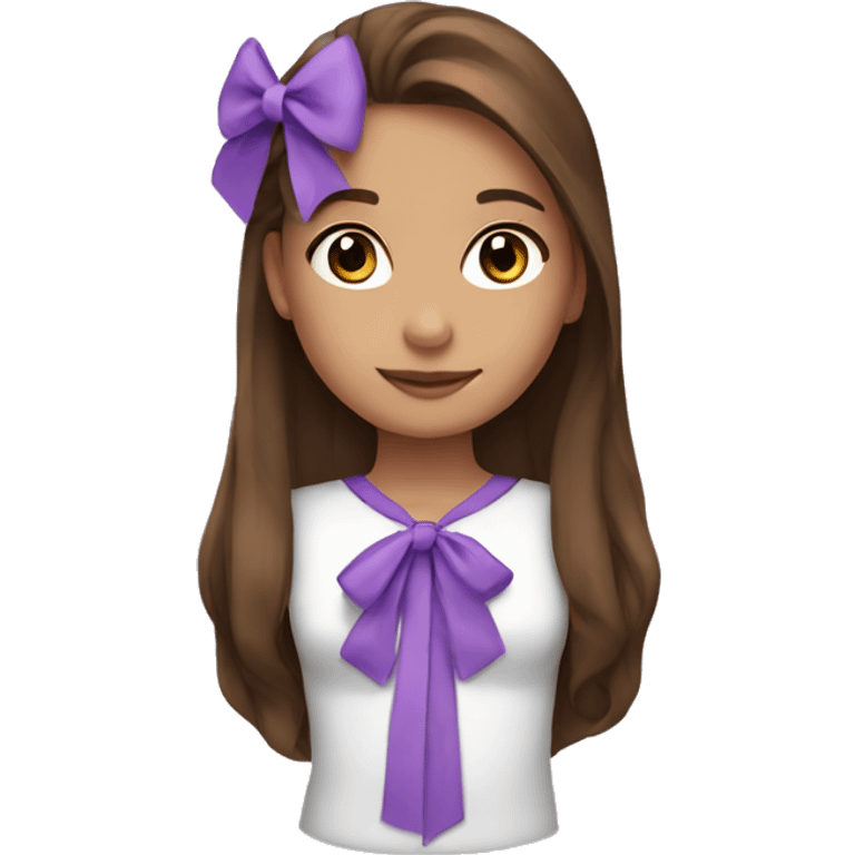 Cute girl named Salina with brown hair and a cute little purple bow emoji