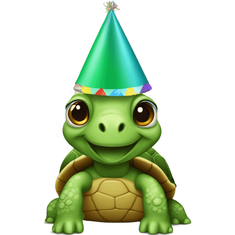 Turtle with birthday hat emoji