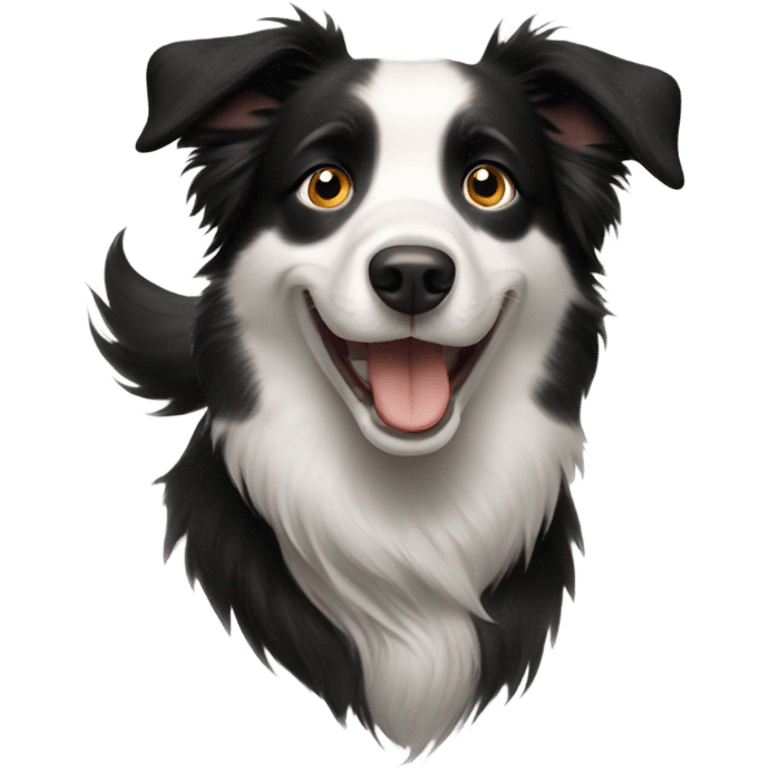 happy boy with  a Border Collie. emoji