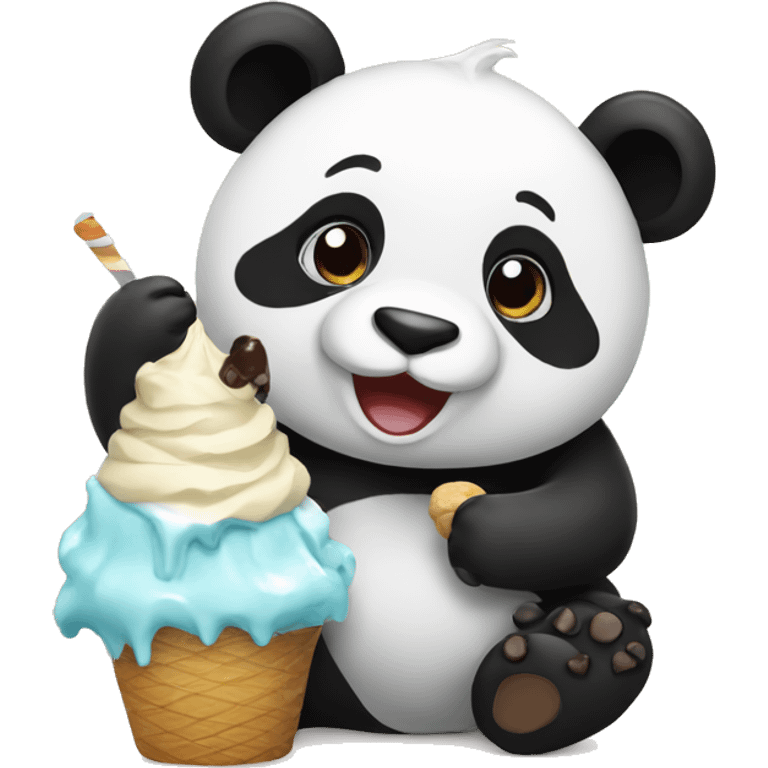 Panda eating ice cream emoji