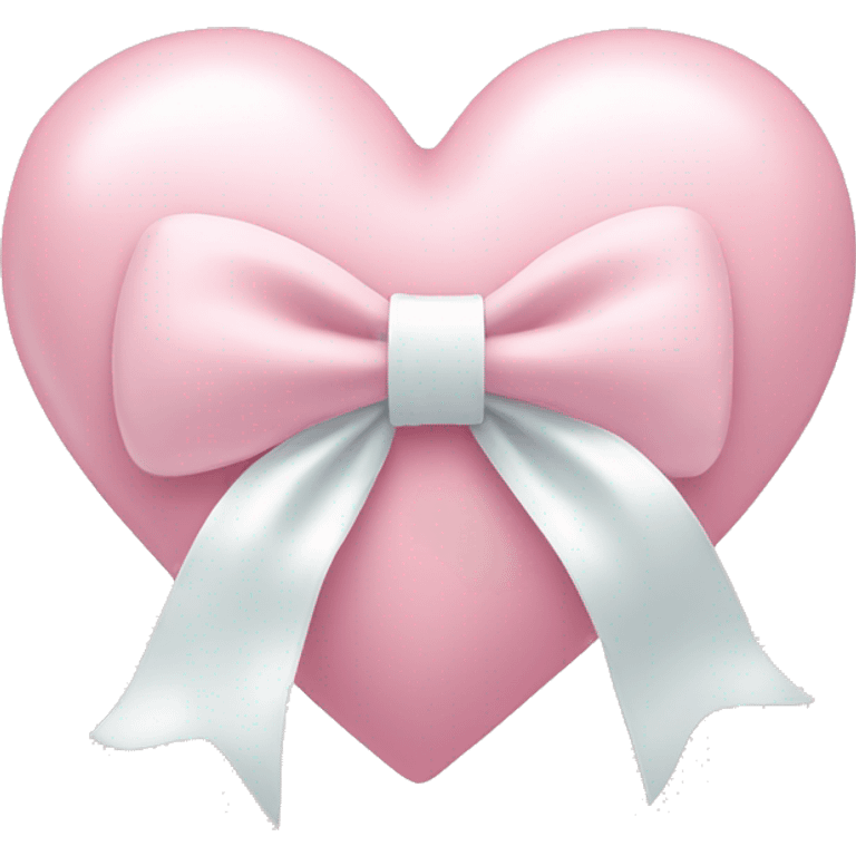 Pastel pink heart with white bow emoji