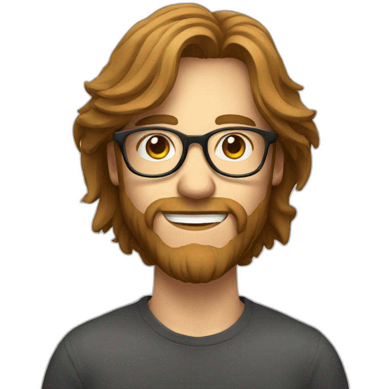 a long haired instructional designer, with round glasses, male emoji