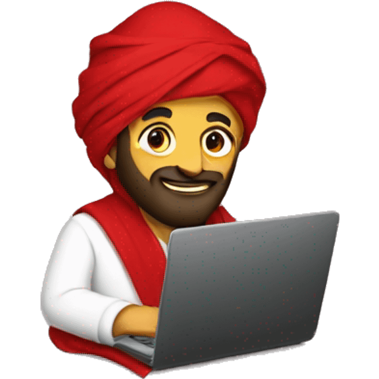 A caliph with red clothes and a laptop emoji