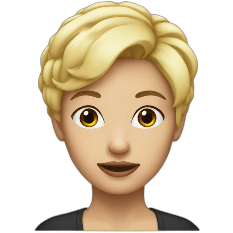 woman blonde short hair no glasses black outfit emoji