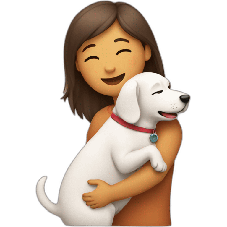 hugging a dog emoji