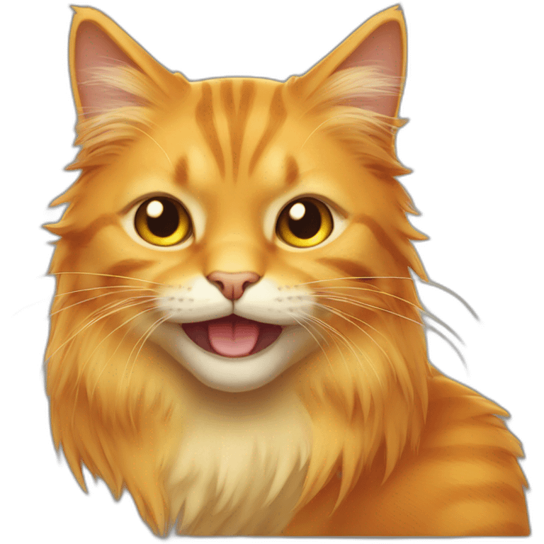 orange and yellow cat with long hair winking at me emoji