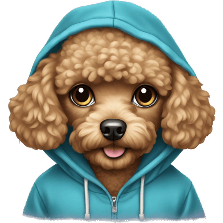 Toy poodle wearing a hoodie emoji