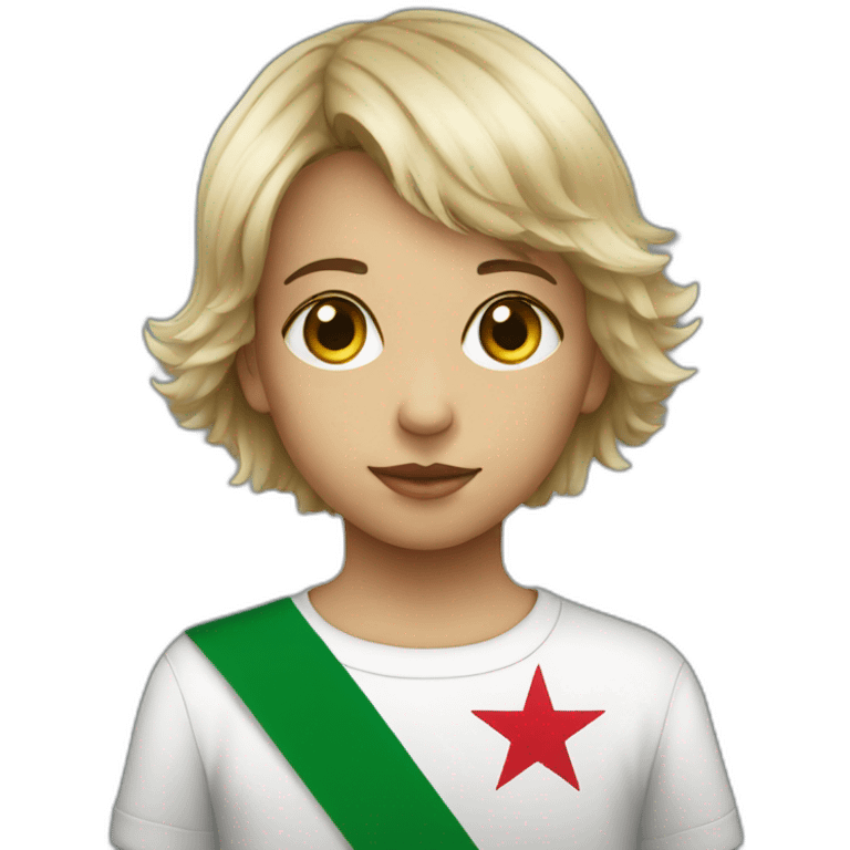 A child wearing a muzzle with the flag of Algeria emoji