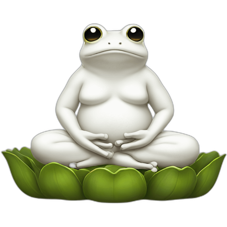 white frog sitting in buddha position emoji