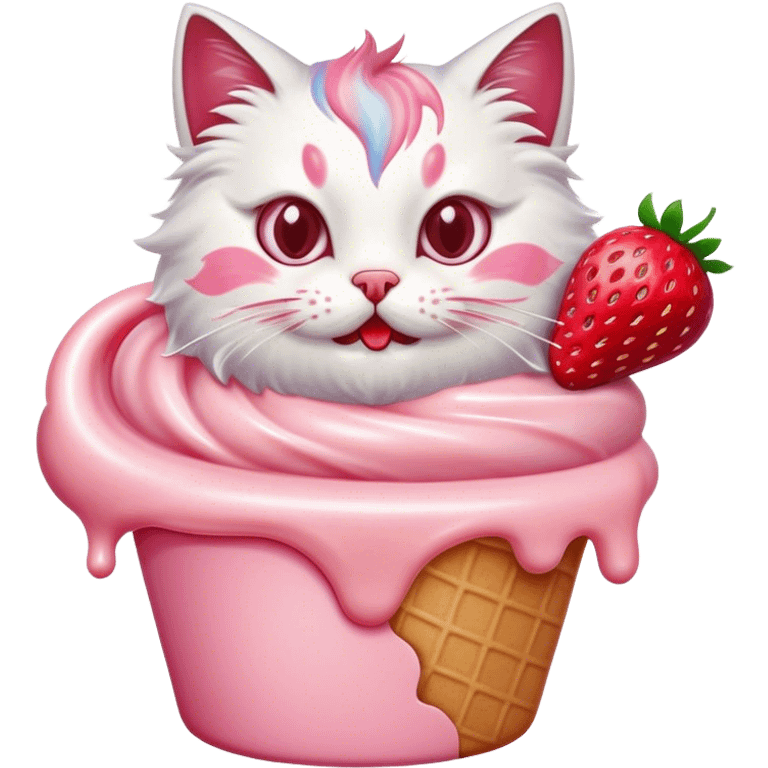 Cat eating frozen yogurt emoji