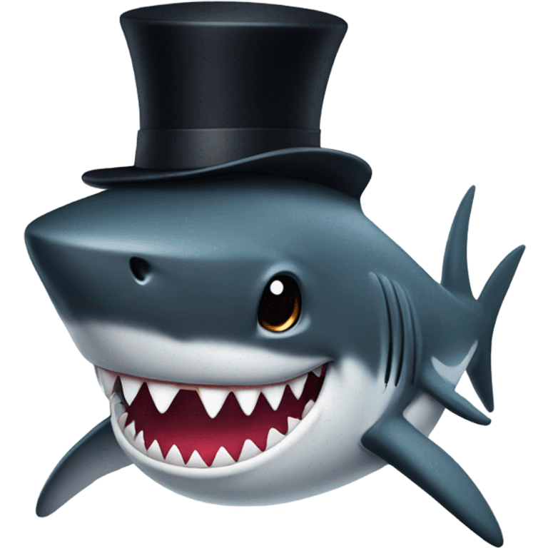 Shark with a top hat emoji