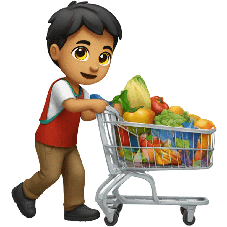 mexican kid with shopping cart emoji