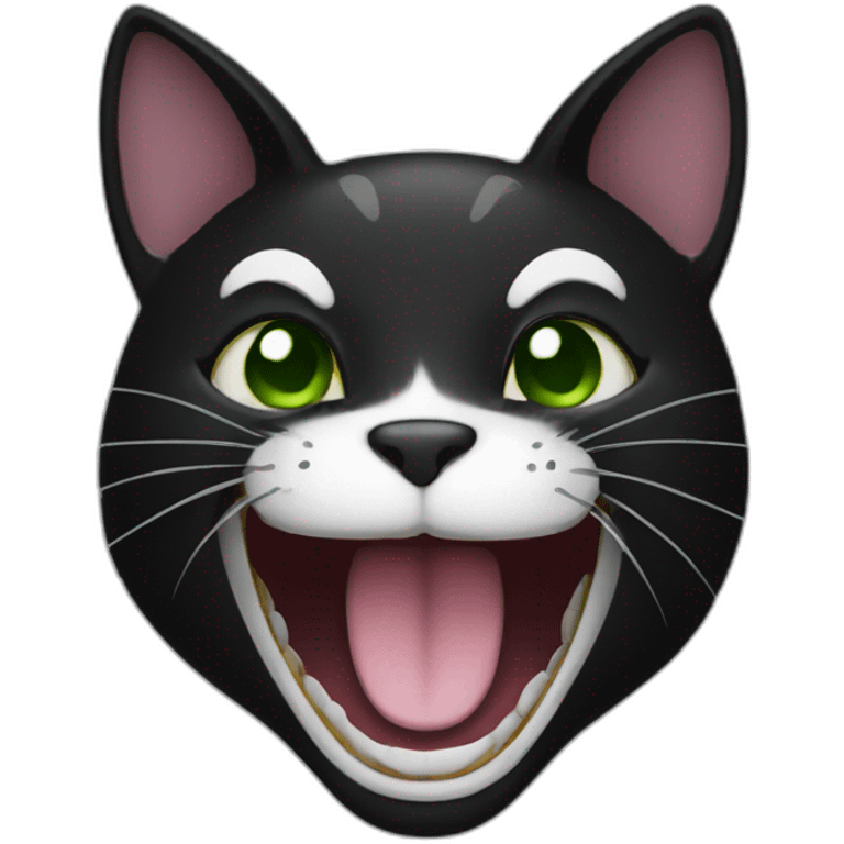 Black cat laughing  emoji