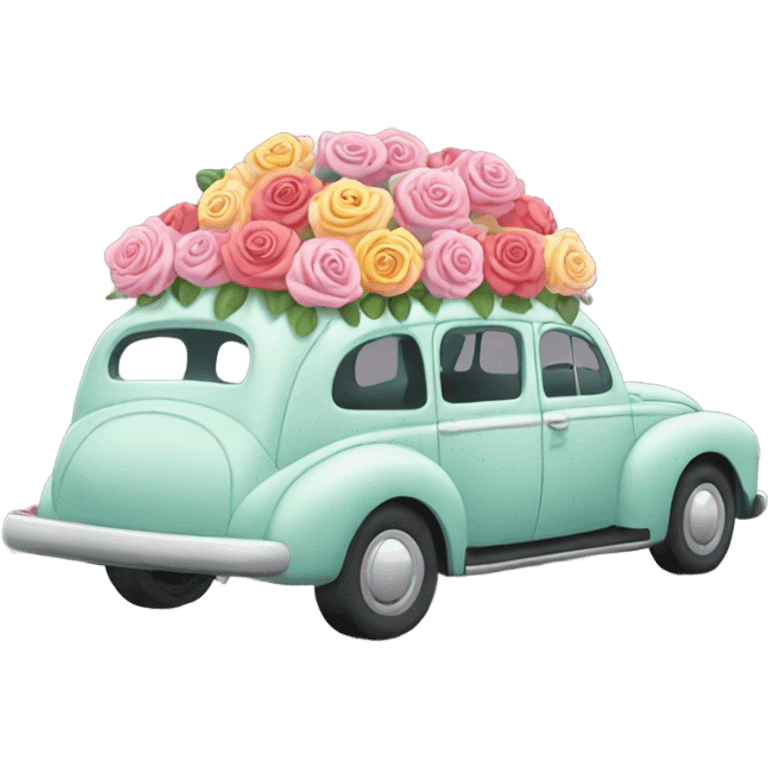 biegie pastel car in the trunk many roses emoji