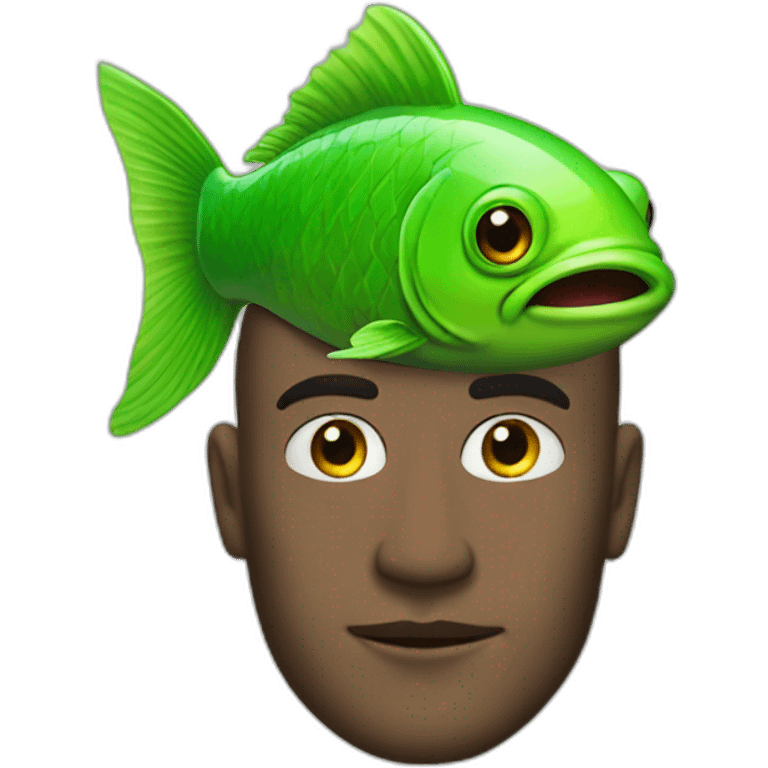 The green fish on the man's head emoji