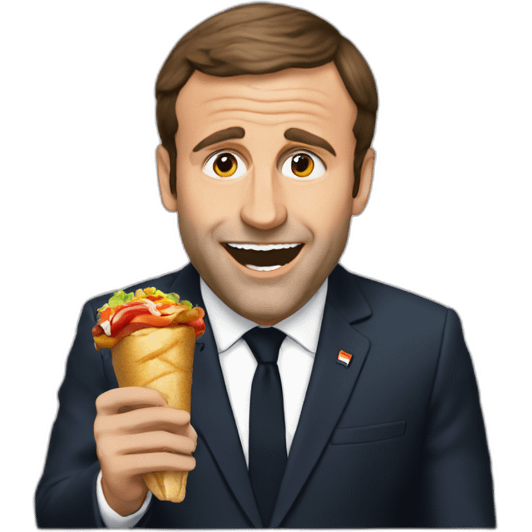 Macron eating kebab emoji