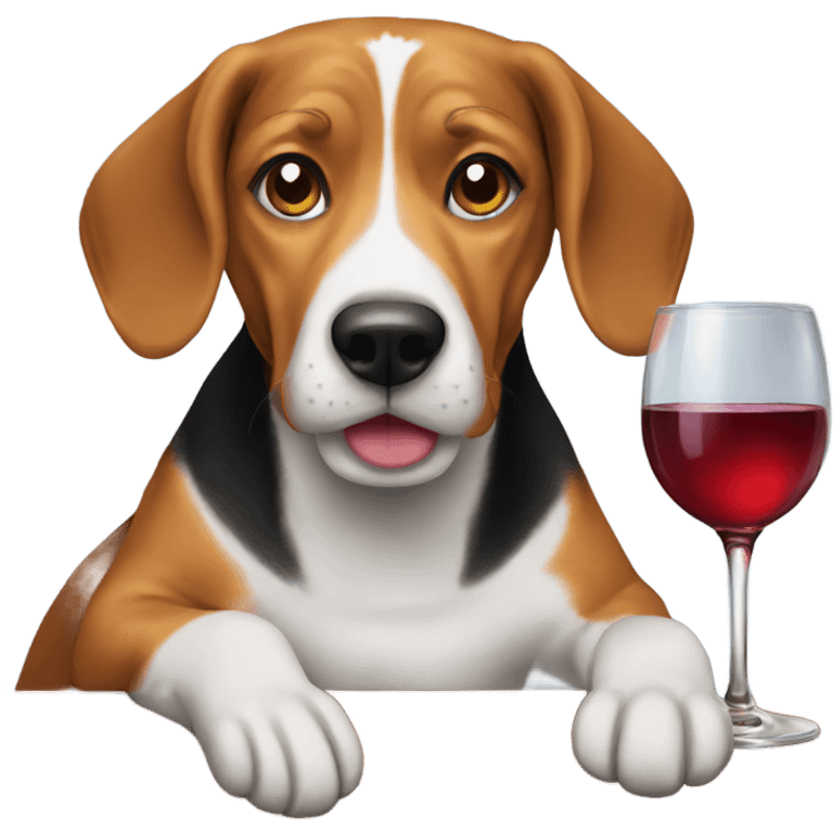 Beagle drinking wine emoji