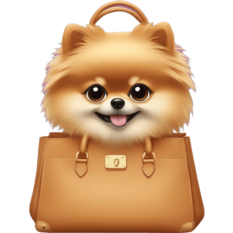 Pomeranian in birkin bag  emoji