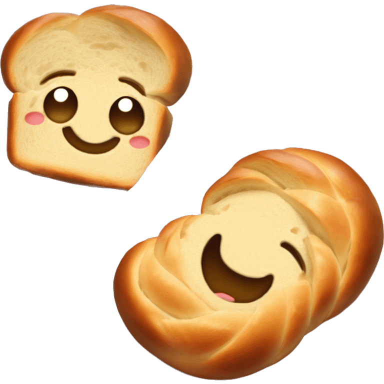 Challah bread that smiles with cute twinkly eyes emoji