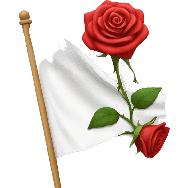 emoji white flag with red rose on the center emoji