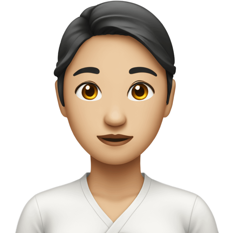 Asian girl wearing white shirt with hair spilt on both sides  emoji