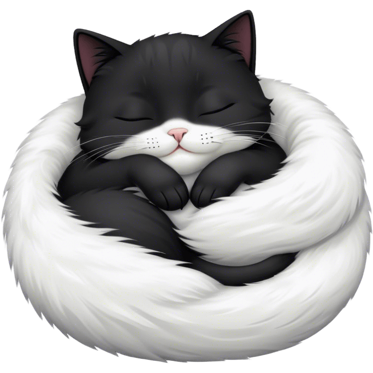 Black happy cat sleeping emoji