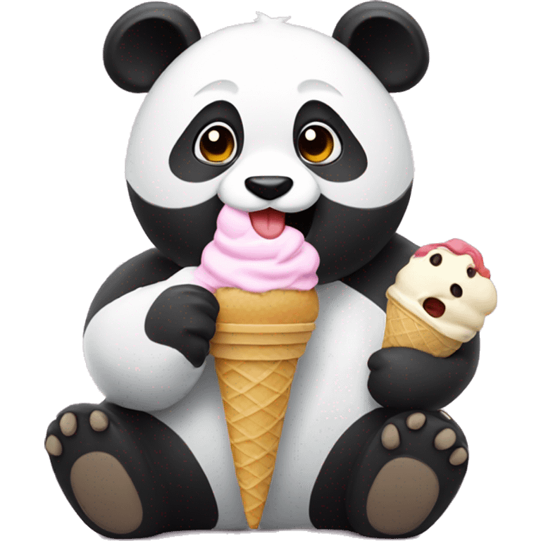 Panda eating ice cream emoji